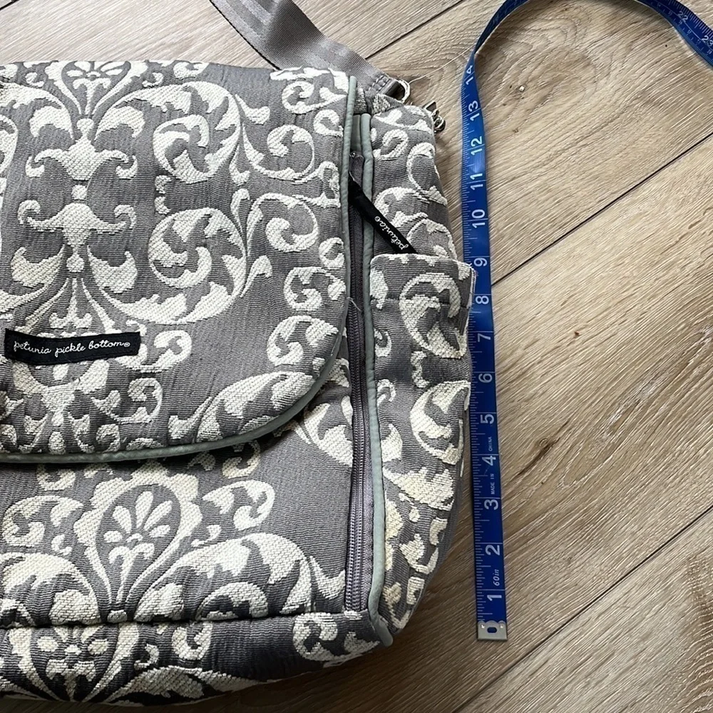 Petunia Pickle Bottom Diaper Bag Gray and White